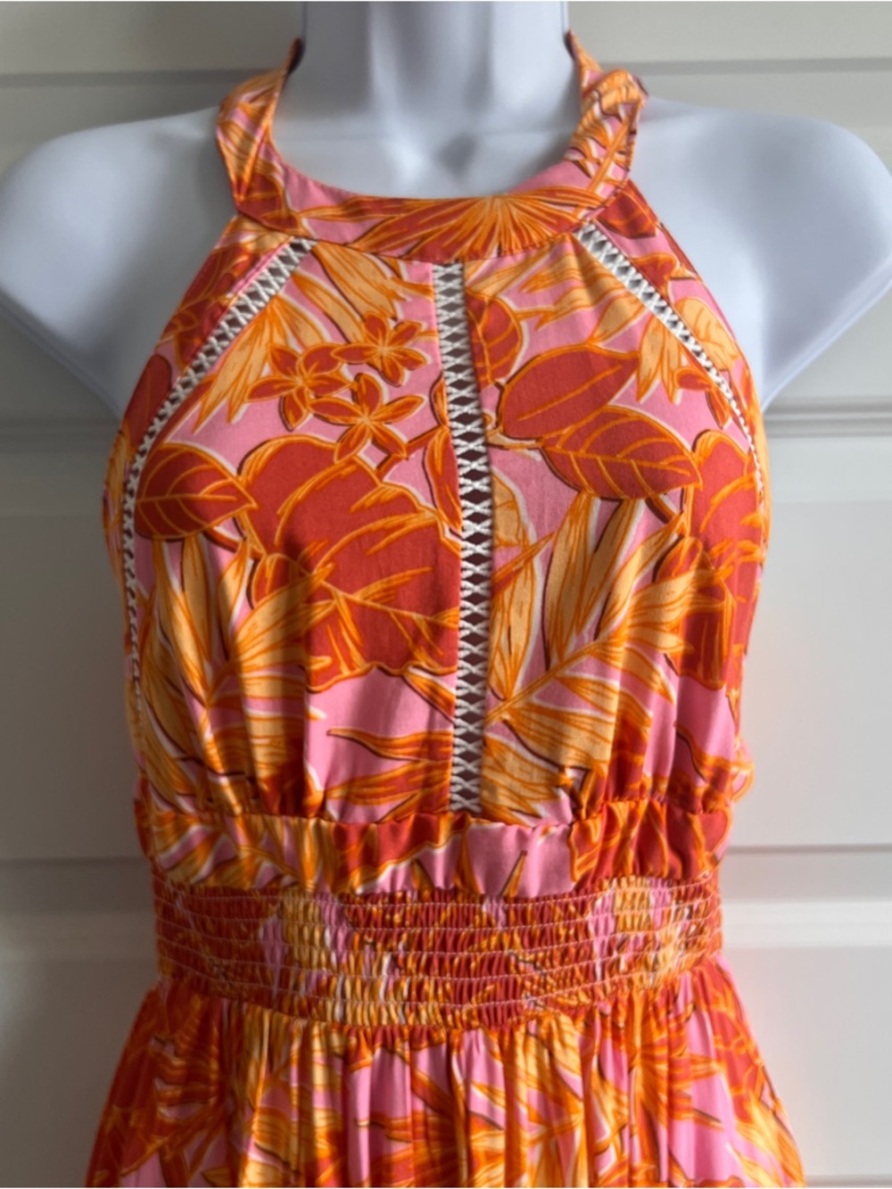 IRIS Halter Maxi Tropical NWT Smock Sz Sm FLAW Anthro Abel Label - Picture 4 of 10